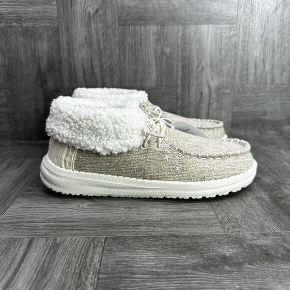 Hey Dude Wendy Fold Brushed Cozy Kids size 1 Fleeced Lined Shoes - Picture 1 of 8